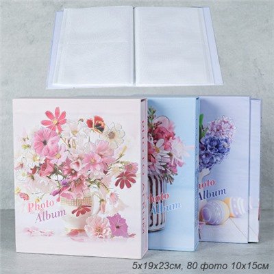 Фотоальбом 80 фото 10x15 Цветы / 9526 /уп 48/ (Сиреневый)