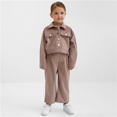 Костюм для девочки KAFTAN Velvet, размер 34 (122-128 см), цвет кофе