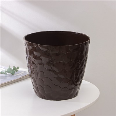 Горшок для цветов с поддоном «Камешки», 5 л, пластик, шоколадный