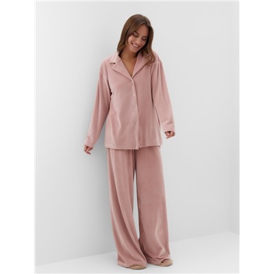Пижама женская (рубашка, брюки) KAFTAN Plushy, размер 52-54, розовая