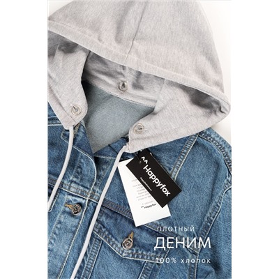 Женская джинсовая куртка с капюшоном Happyfox