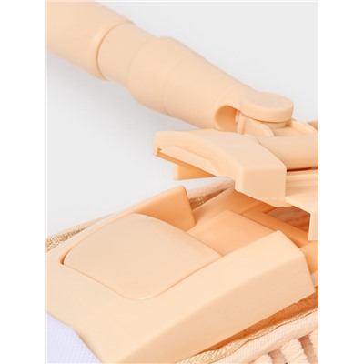 Швабра для мытья пола плоская Доляна, телескопическая ручка, насадка букля, 43×14×124 см