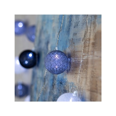 Гирлянда «Нить» 5 м с насадками «Клубки кофейные», IP20, прозрачная нить, 20 LED, свечение белое, 220 В