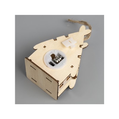 Ёлочная игрушка «Домик со снеговиком», 7.7×11×6 см, 1 LED, от батареек, свечение тёплое белое