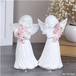 Фигурка Ангел 12 см / TD-104 /уп 96/розовые цветы