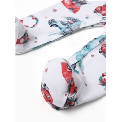 Комбинезон детский детский MINAKU New Year's cars, рост 62-68 см, белый