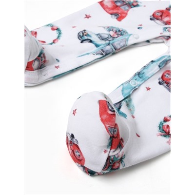 Комбинезон детский детский MINAKU New Year's cars, рост 62-68 см, белый