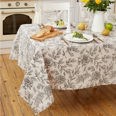Скатерть «Этель» Black flowers, 149×180 см, 100% хлопок, саржа 190 г/м²