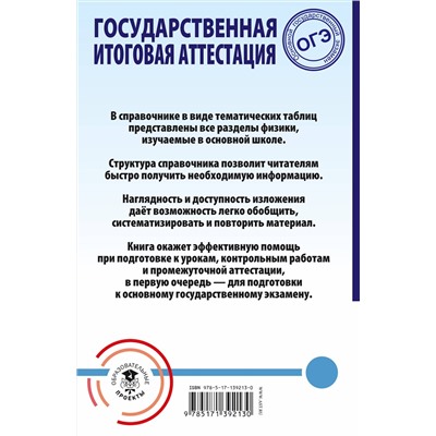 АСТ Пурышева Н.С., Ратбиль Е.Э. "ОГЭ. Физика. Весь школьный курс в таблицах и схемах для подготовки к основному государственному экзамену"