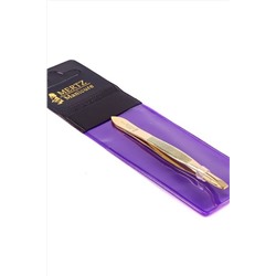 Mertz Пинцет косметический прямой 211 G, золотистый, 8 см KRISTALLER, 1124385