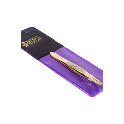 Mertz Пинцет косметический прямой 211 G, золотистый, 8 см KRISTALLER, 1124385