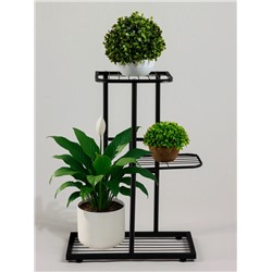 Подставка для цветов Greengo, 3 полки, 43×22×57 см, напольная, металл, чёрная