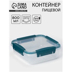 Контейнер пищевой герметичный Butterfly, 800 мл, пластик, прозрачный, крышка МИКС