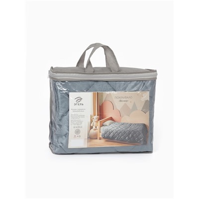 Покрывало 1.5-спальное «Этель» Silk velvet, 120×200±5 см, серо-голубое, велюр