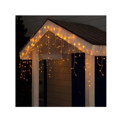 Гирлянда «Бахрома» 3×0.6 м, IP44, УМС, прозрачная нить, 160 LED, свечение жёлтое, 220 В