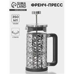 Заварочный чайник френч-пресс «Сейхо», 350 мл, стекло, нержавеющая сталь