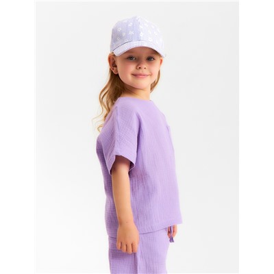 Футболка для девочки из муслина KAFTAN, лиловая, рост 98 см