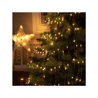 Гирлянда «Конский хвост» 20 нитей по 2 м, IP20, медная нить, 400 LED, свечение тёплое белое, 12 В