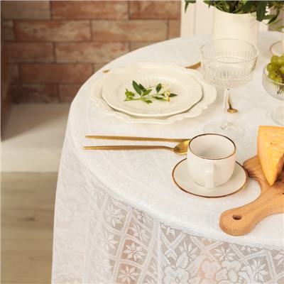 Скатерть «Доляна. Ажур», белая, d=180±5 см, 100% п/э