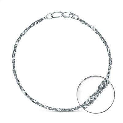 Браслет на ногу из серебра родированный - Сингапур, 24 см 81040022724р сингапур