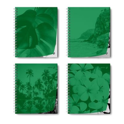 Тетрадь  48л  клетка на спирали пластик. обложка, ч/б запечат. титульн.лист "Утренний пейзаж" зелёная 01548(Т208) SVETOCH