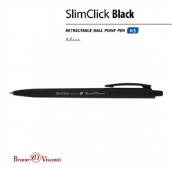 Ручка автоматическая шариковая 0.5мм "SlimClick.BLACK" синяя 20-0073 Bruno Visconti