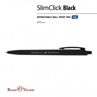 Ручка автоматическая шариковая 0.5мм "SlimClick.BLACK" синяя 20-0073 Bruno Visconti