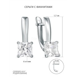 Серьги из серебра с фианитами родированные S2139951010