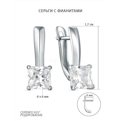 Серьги из серебра с фианитами родированные S2139951010