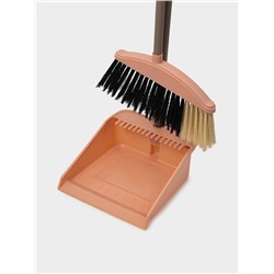Щётка для пола: совок 24×25×81 см, щётка 24 см, персиковая