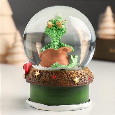 Снежный шар новогодний стеклянный «Китайский зелёный дракон на домике к богатству», 6.5×6.5×8.8 см