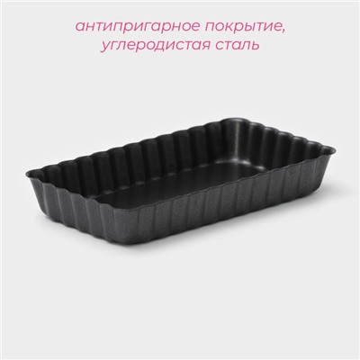 Форма для выпечки «Рифлёный прямоугольник», 12×6.5 см, разъёмная, антипригарное покрытие, чёрная
