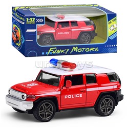 Красная инерционная машинка с мигалкой die-cast,1:32, открывающиеся двери