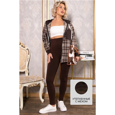 Лосины в рубчик утепленные (шоколад) Б14808-7М