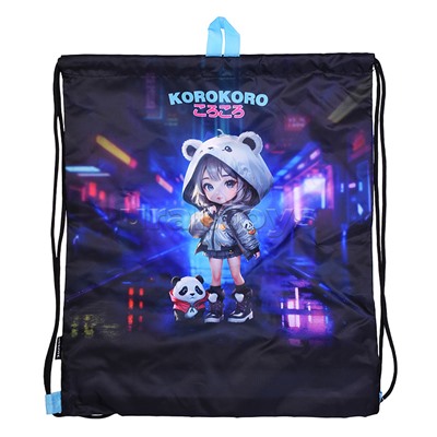 Сумка для сменной обуви "Korokoro" 40x47 см, водоотталкивающая ткань, на веревочной завязке, с вставкой из пластиковой сетки для вентиляции, с петлей для повеса и переноски