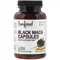 Sunfood, Black Maca Capsules, 800 mg, 90 Capsules