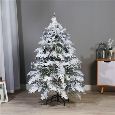 Искусственная ёлка заснеженная с шишками «Зимнее волшебство. Элит», 150 см, 205 смешанных веток на крючках