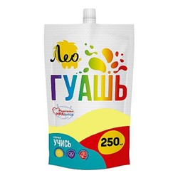 Гуашь 250 мл лимонная(lemon) 204 "Учись" Группа 3 дой-пак с штуцером LGD-250 Лео