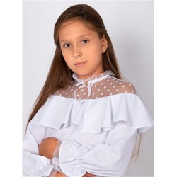 Блузка для девочки школьная нарядная белая 0202 (Белый)