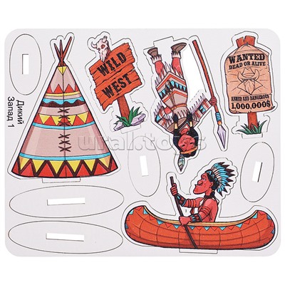 Игровой набор "Дикий запад" (дерево) крафтовая коробка