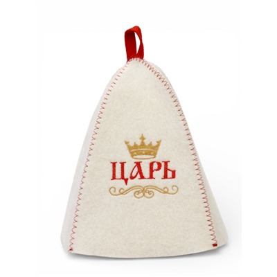 Шапка для бани и сауны «Царь», полиэфир 70%, шерсть 30%, белая