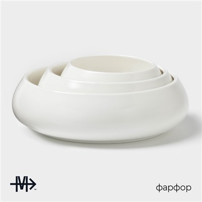 Салатники Magistro OliveQueen, 1500/800/450 мл, набор 3 шт., фарфор, белые