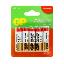 Батарейка алкалиновая GP Super, AA, LR6-10S, пальчиковая, 1.5 В, 10 штук, в блистере