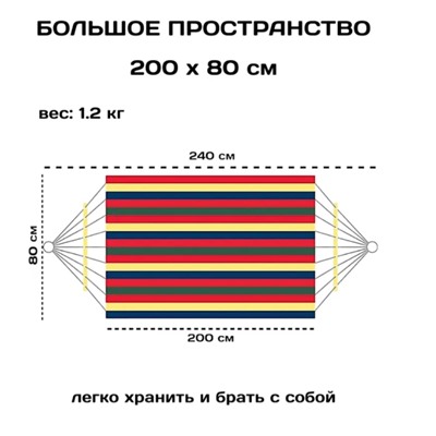 Гамак подвесной одноместный для кемпинга, кресло с деревянной перекладиной 80 х 200 см, качель