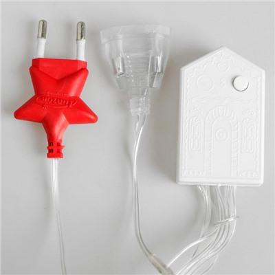 УЦЕНКА Гирлянда «Занавес», 2×1.5 м, с насадками «Ёжики», IP20, 360 LED, 220 В, 8 режимов, прозрачная нить, свечение тёплое белое