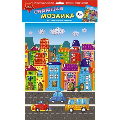 Самоклеющаяся сияющая мозаика из мягкого пластика А3 "Яркий город" С2258-25 АппликА