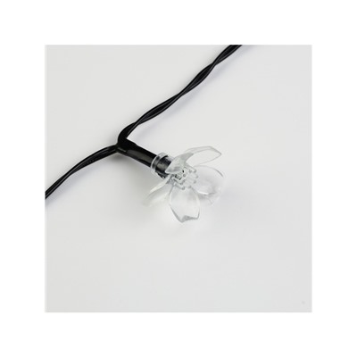 Гирлянда «Нить», 4.5 м, уличная, с насадками «Ромашка», IP44, 30 LED, 2 режима, солнечная батарея, тёмная нить, свечение мульти