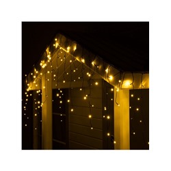 Гирлянда «Бахрома» 3×0.6 м, IP44, УМС, тёмная нить, 100 LED, свечение тёплое белое, мерцание, 24 В