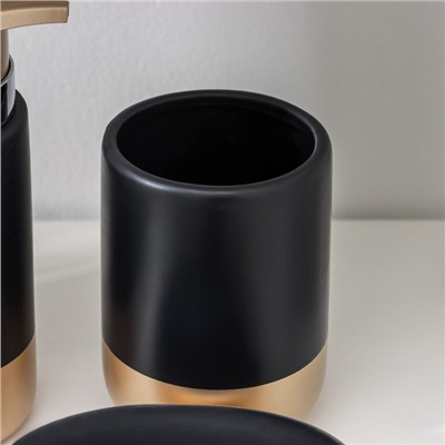 Набор аксессуаров для ванной комнаты «Руж», 3 предмета, дозатор для мыла 290 мл, мыльница, стакан 300 мл, чёрный