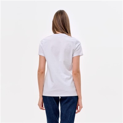 Футболка женская однотонная MINAKU: Basic line, белая, размер 48